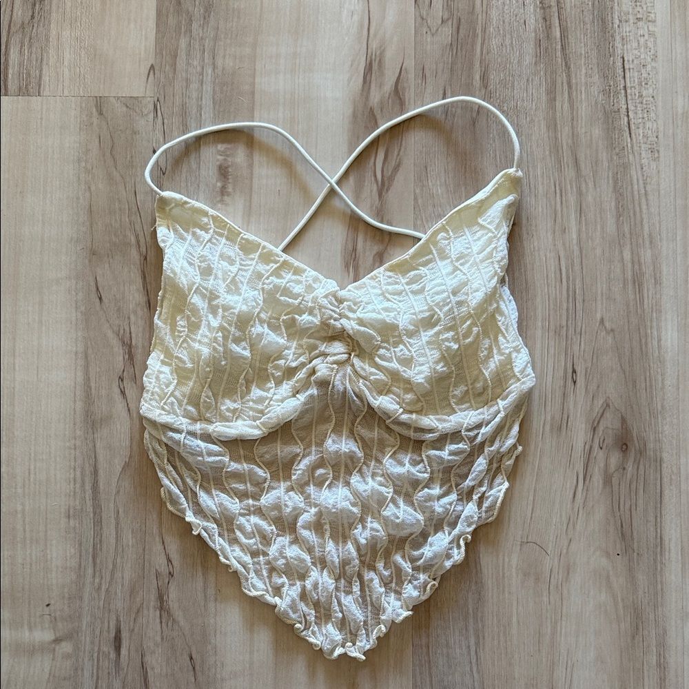 Cream open back Halter Top